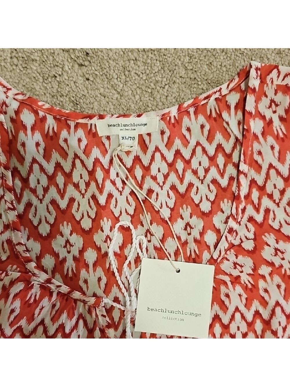 Beachlunchlounge Red and White Smocked Sleeveless Blouse - Picture 2 of 8